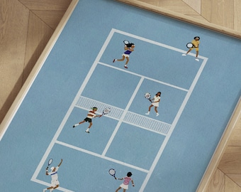 Vintage Tennis Court Art Print | Retro Sports Decor