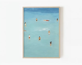 Ocean Swim Art Print | Minimalist Beach Scene, Coastal Home Decor