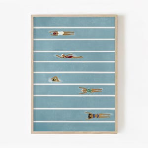 Retro Swimming Art, Swimming Pool Wall Art, Swimming pool Print, Minimalist Wall Decor, summer print, sea poster, swim print, Wall art
