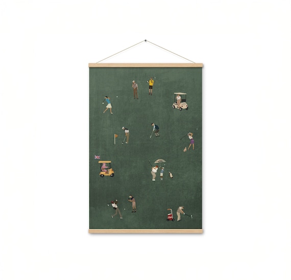Retro Tiny Golfers Art Print | Minimalist Golf Dad Gift