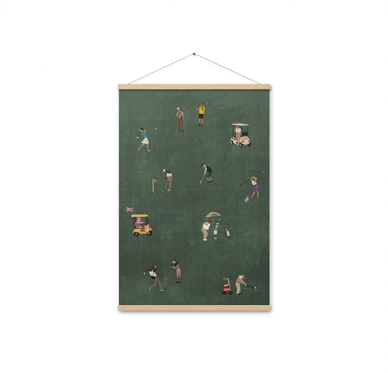 Vintage Tiny Golfers: Trump, Tiger, Queen & DiCaprio | Retro Art Print | Gift for Golfers