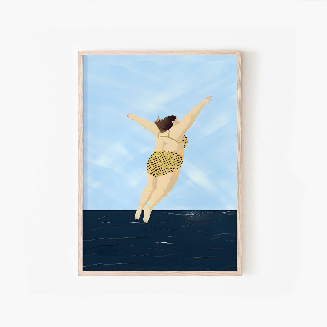 Cute Summer Wall Art, Swimming Pool Art, Swim Diving Print, Minimalist