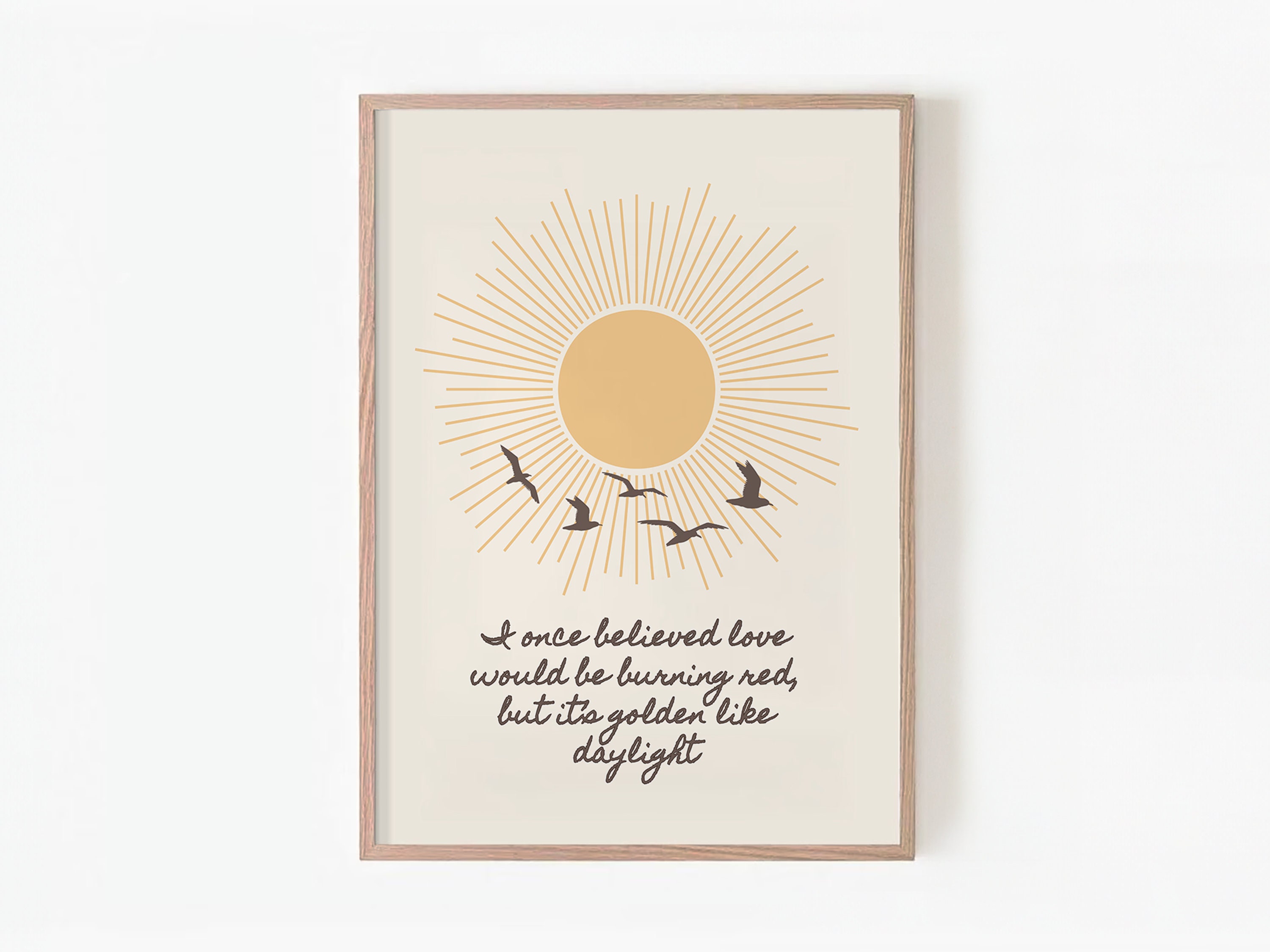 Golden Daylight Lyric Art Print | Inspired Printable Wall Art | Sun and Birds Retro Poster | Swiftie Gift