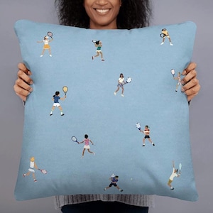 Tennis Throw Pillow, Tennis-Themed Decorative Cushion, Sports Lover Home Decor, Modern Whimsical Pillow, Gift for Tennis Fans