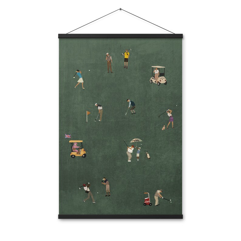 Vintage Tiny Golfers: Trump, Tiger, Queen & DiCaprio | Retro Art Print | Gift for Golfers