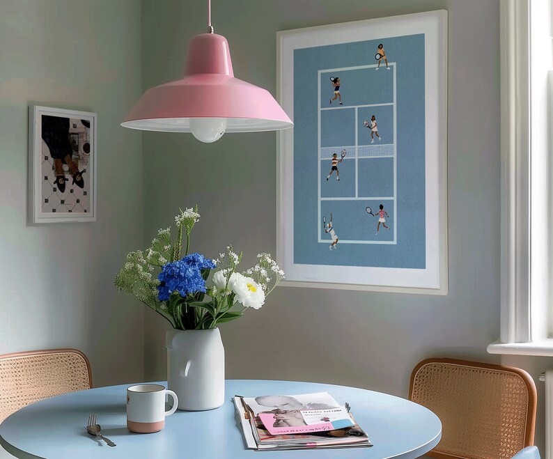 Vintage Tennis Wall Art Set of 2 Retro Sports Wall Decor Unframed