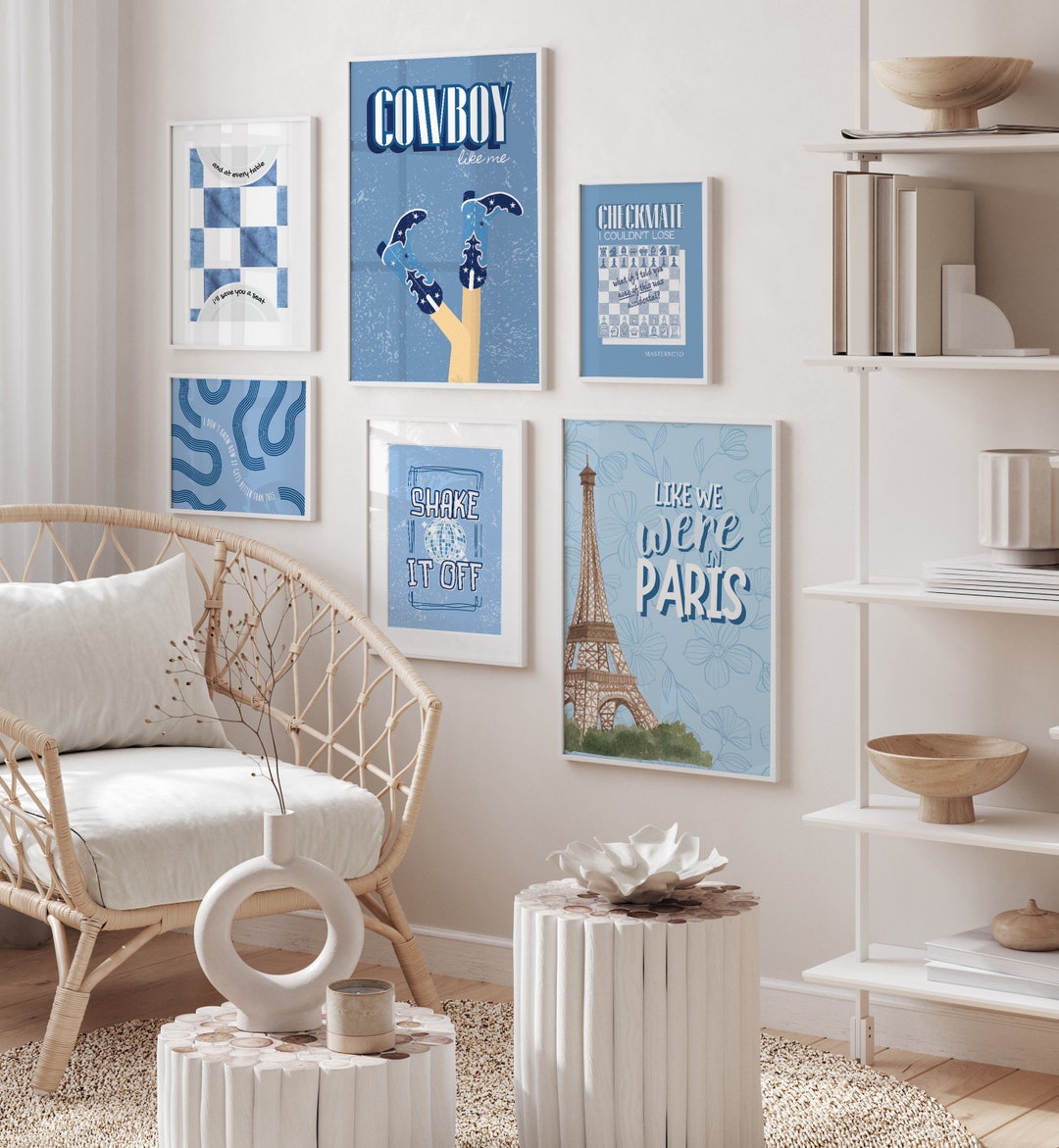 Roll With It Il By Nan - Mirror Framed Print Wall Art - Blue