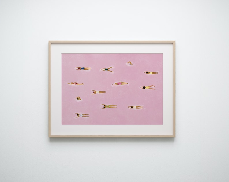 Original Version*| Swimming Pool Art Print | Framed Dorm Wall Decor | Pink Bedroom Poster | Girl’s Room Art | Bondi Beach Summer Print | Pool Wall Art