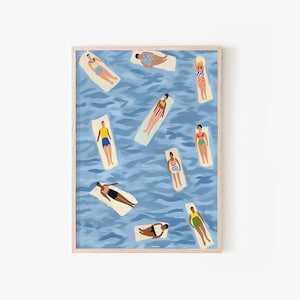 Retro Swimming wall art, Swimming Pool Wall Art, Swimming pool Print, Minimalist Wall Decor, Dorm art print, Blue Art Print, blue wall art