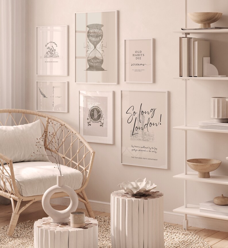 Aesthetic Black and White Taylor Poster Bundle, Girl Bedroom Decor