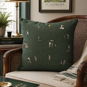Sierkussen vintage golfbaan, retro golfkussen, golfvadercadeau