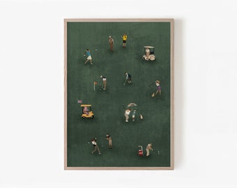 Funny Golf Art Print | Retro Golfer Wall Decor, Man Cave Gift