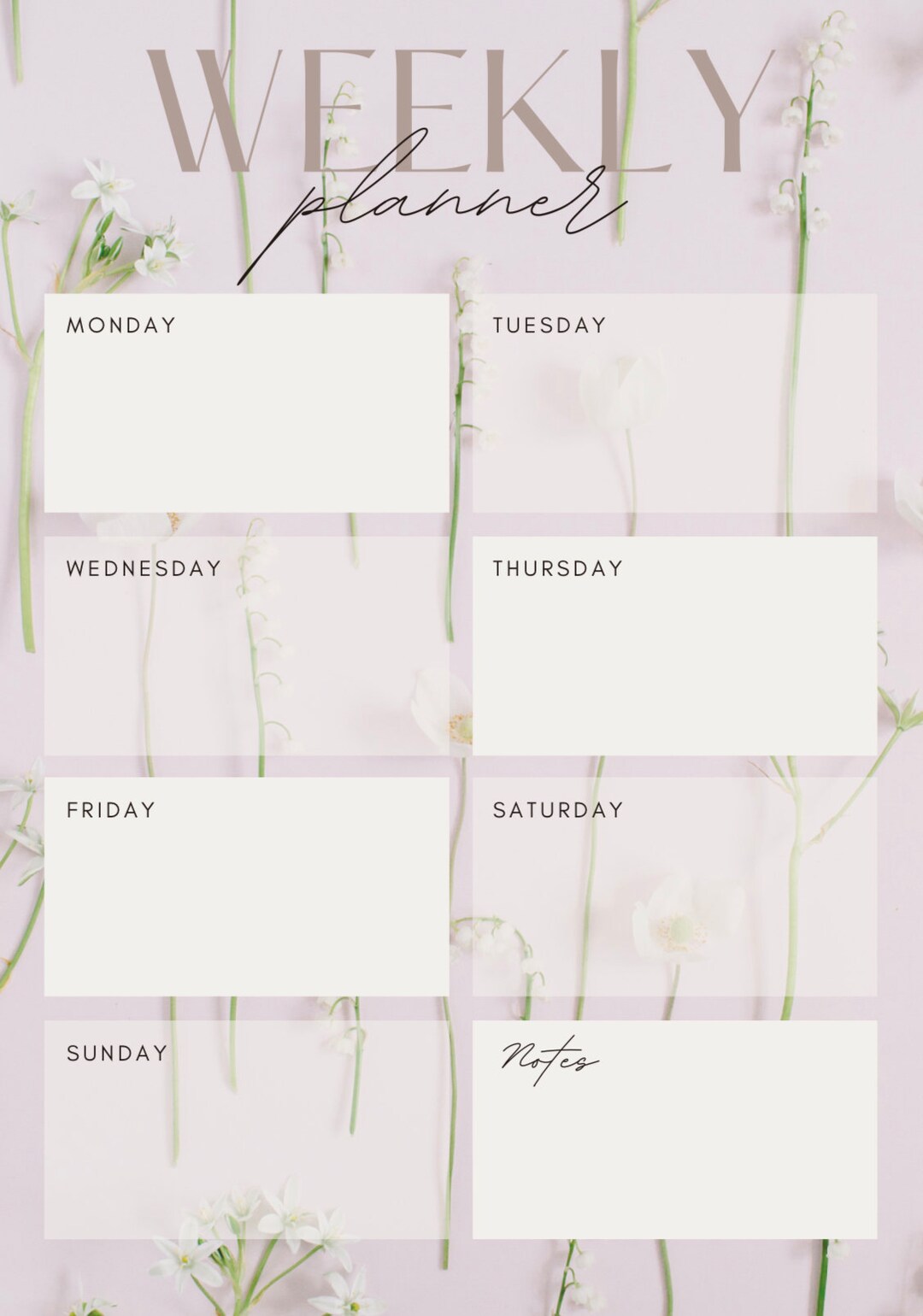 Customisable Weekly Planner - Etsy Australia