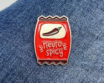 Neuro Spicy Enamel Pin, Clothing Shoe Bag Brooch, Lapel Badge, ADHD, Autism, Neurodivergent Pin