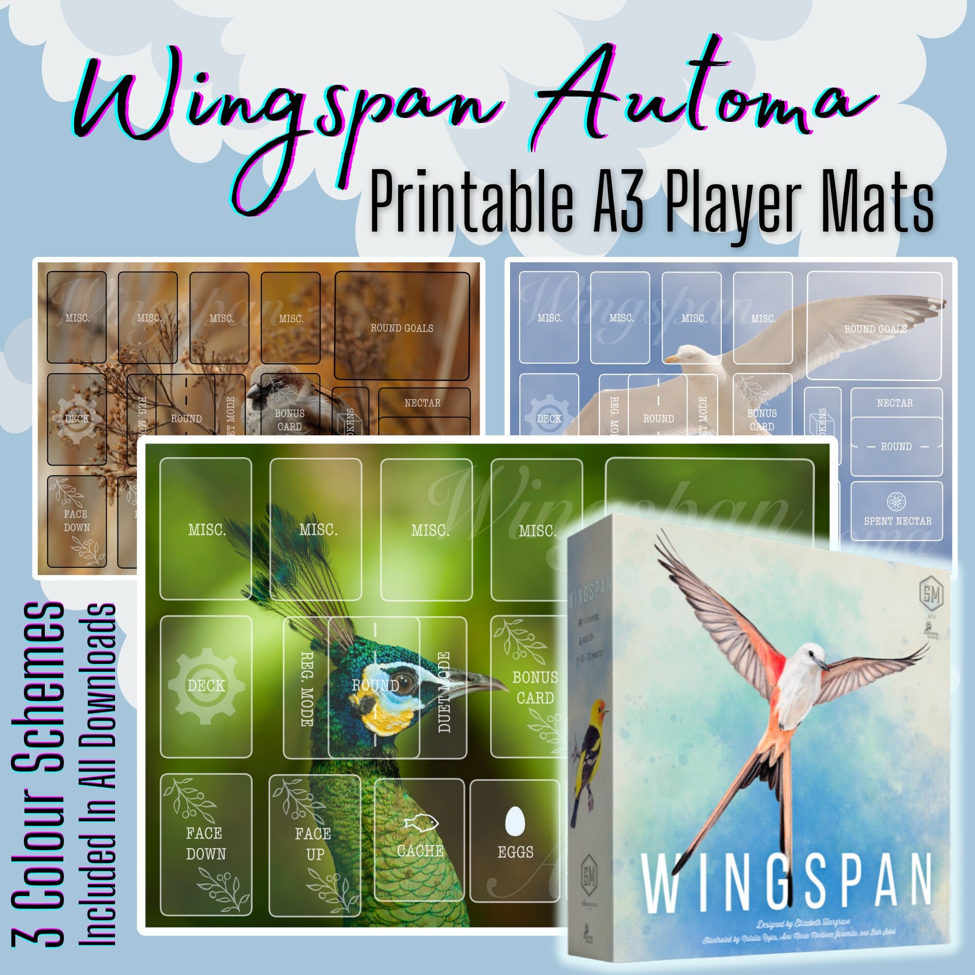Wingspan Automa Printable Player Dashboard Mat A3 Digital Etsy