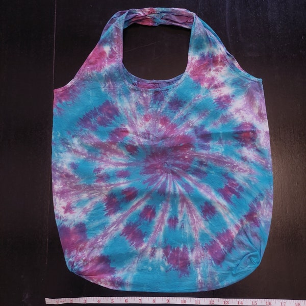 Handmade Tie-dye Tote Bag - Blue and Purple Spiral