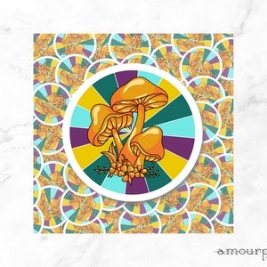 Mushrooms vinyl sticker, psychedelic sticker, colorful sticker, outdoor, waterproof sticker, to stick on