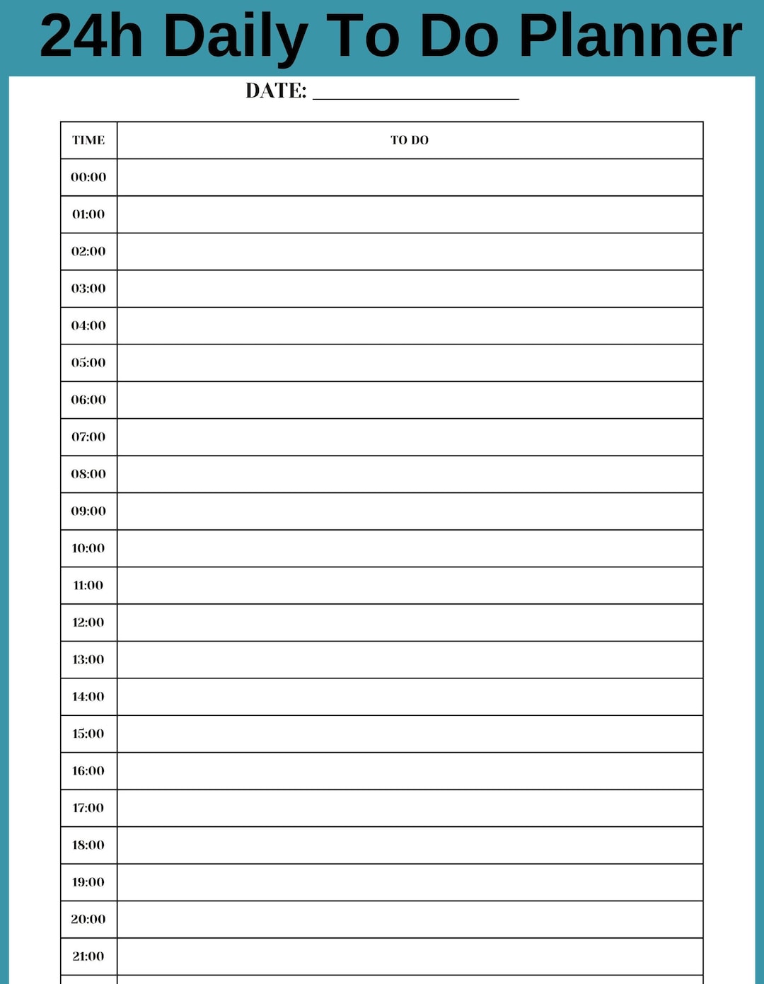 Hourly Printable Program Planner in A4, Letter Size, B5 and A5 Sizes