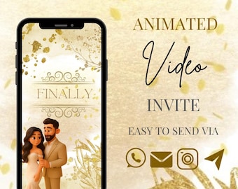 Gold Save The Date Video: Editable Wedding Announcement (Digital Download)