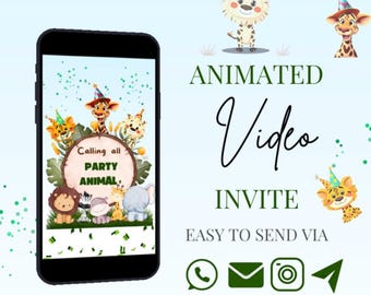 Safari Birthday Video Invitation: Jungle Animals Party (Editable Template)