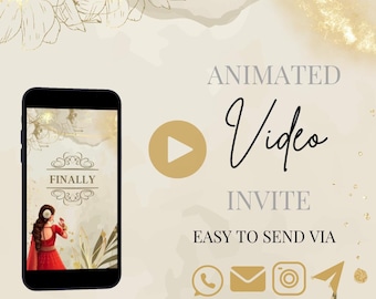 Gold save the date, Indian digital wedding invite, animated wedding invite, save the date video DATE CHANGE ONLY