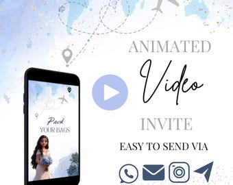 Destination wedding digital invite, digital wedding invite, save the date, wedding abroad, save the date, blue wedding,DATE CHANGE ONLY