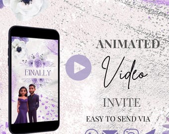 Purple and lilac wedding theme save the date video, disney inspired characters, wedding video, indian wedding, DATE CHANGE ONLY