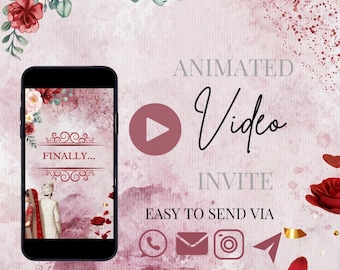 Red indian digital wedding invite, indian save the date, digital animated wedding video, punjabi wedding, sikh wedding, DATE CHANGE ONLY
