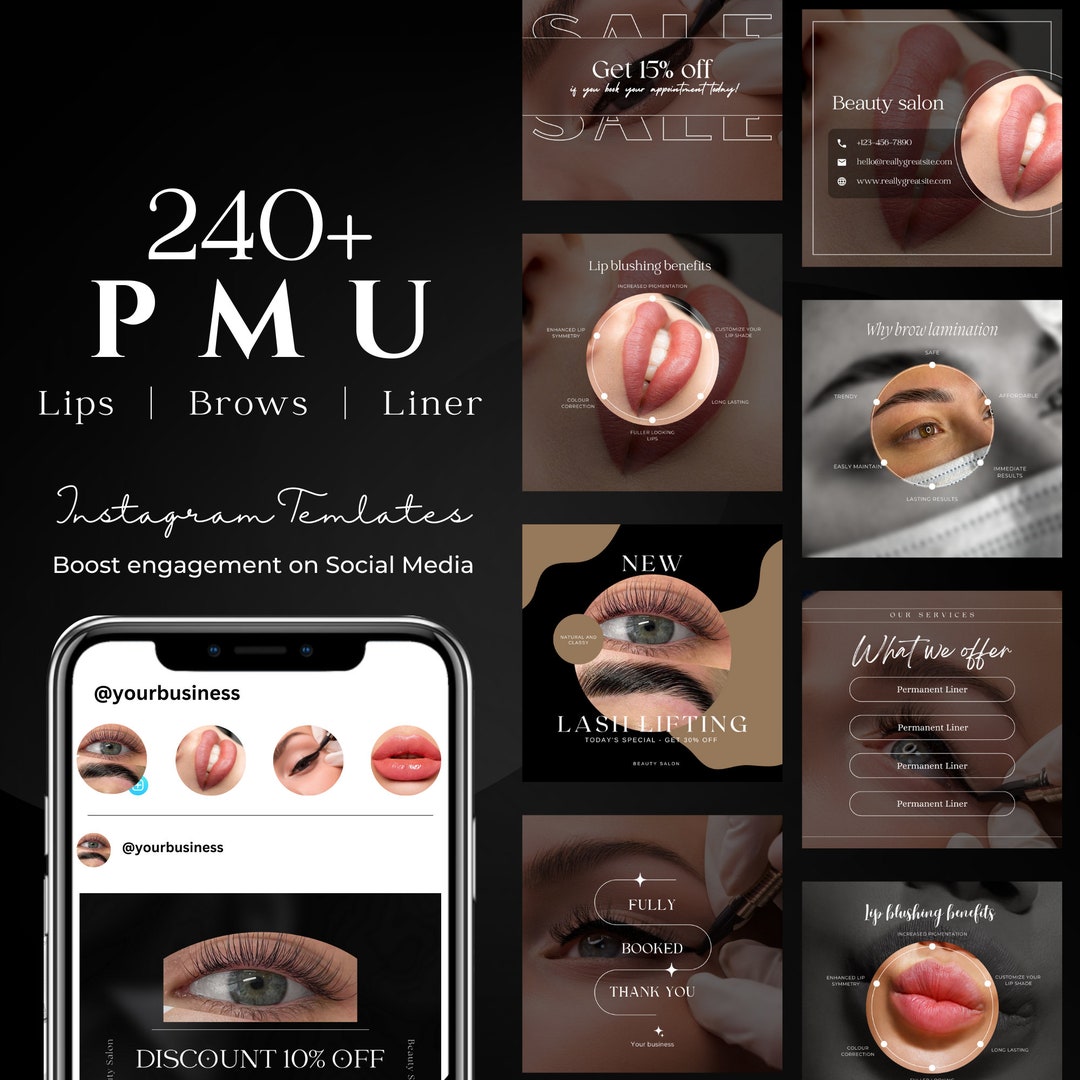 PMU Instagram Templates Pmu Lips Pmu Brows Pmu Liner Etsy