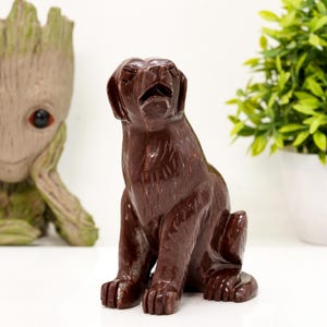 Crystal Dog Figurine -Dog Carving- Handcrafted Carved Brown Stone Animal for Dog Lovers Mother&#39;s Day Gifts for her Stone carved Dog