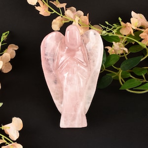 Crystal Carved Angel Statue | Rose Quartz, Clear Quartz, Amethyst, Labradorite | Guardian Angel | Healing Crystal Gift Figurine