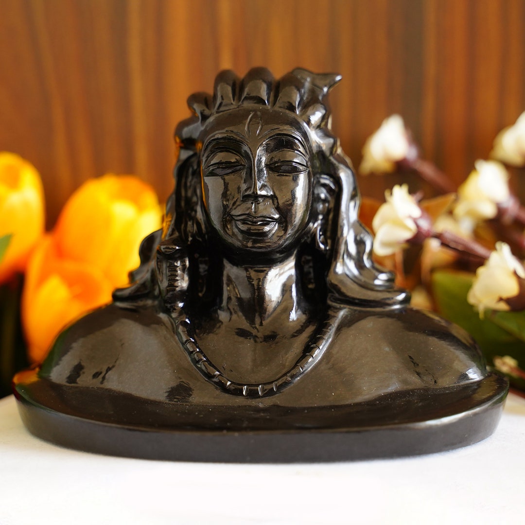 Crystal Shiva Head, Isha Adi Yogi Shiva Statue Agate Stone Carved Shiv ...
