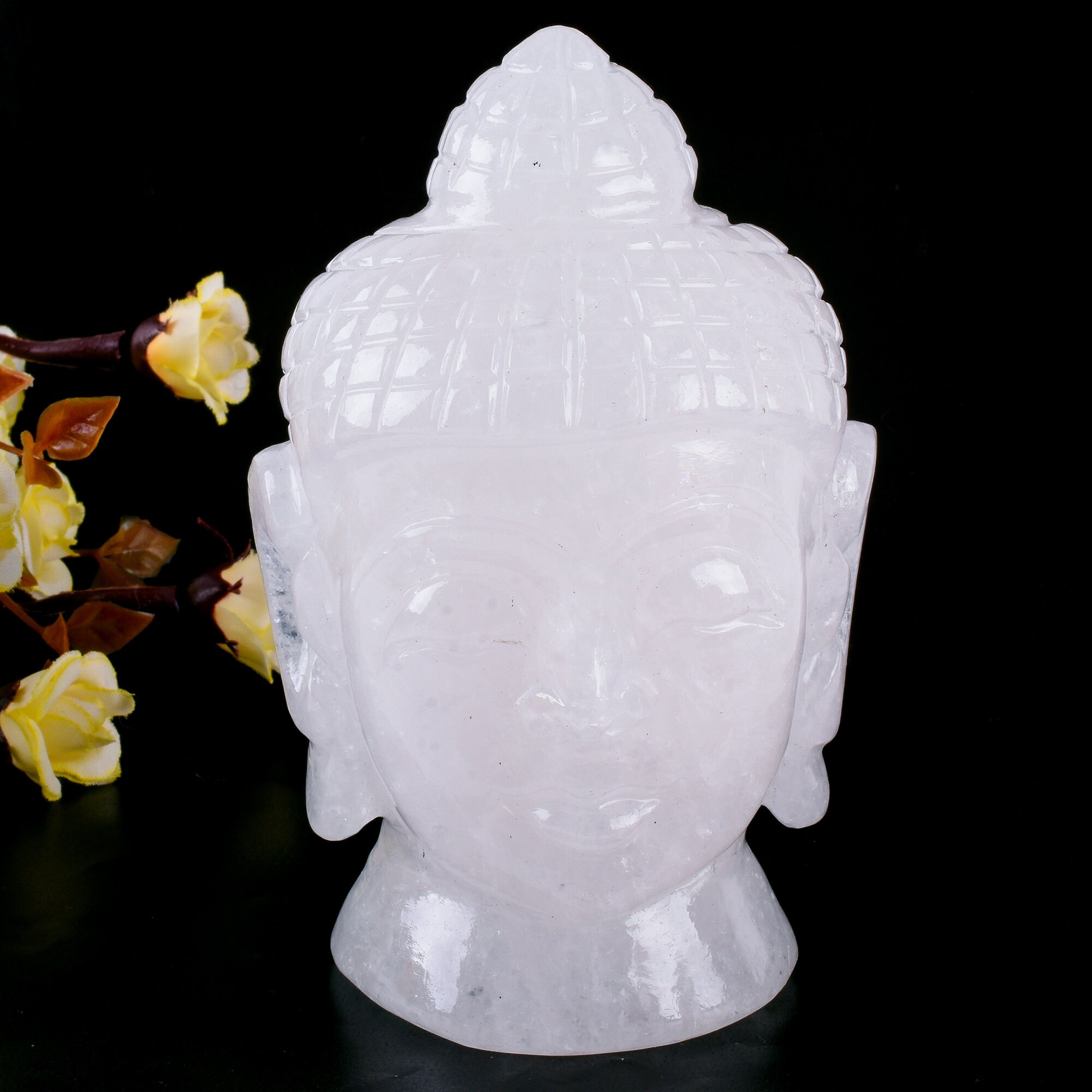 Bouddha en cristal, bouddha sculpté en pierre de quartz, statue de tête de bouddha en pierres précieuses, bouddha Enlight, cadeaux de fête des mères pour elle, décoration de bouddha