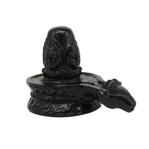 Shiva Lingam Black stone carved shiv face carving Jaldhari Shiv Lingham Nandi carved sculpture Mothers day gifts gemstone crystal shiv linga