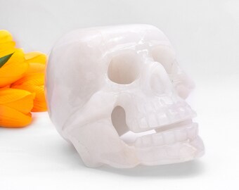 Tête de mort en cristal, pierre sculptée, crâne de quartz, cadeaux en cristal, cadeau en cristal fait main, grande tête de mort, pierres précieuses, cadeaux de fête des mères