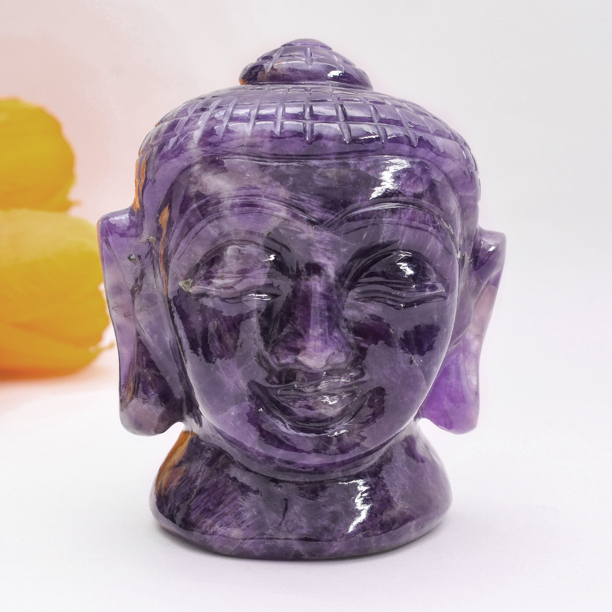 Buddha head Amethyst Crystal Buddha Head Amethyst stone Carved Buddha Head Mothers day Gifts for her Amethyst buddha Home Decor Gift