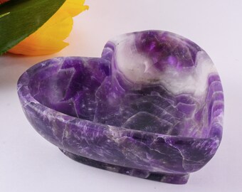 Amethyst Bowl, Mothers day Gifts Heart Shape Bowl Crystal carved Bowl  handmade bowl Crystal bowl gemstone bowl Home decor Bowl Gift For Mom