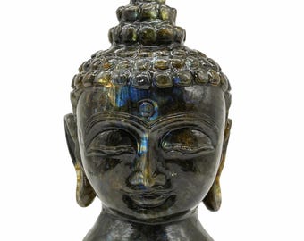 Labradorite Buddha Head Crystal Buddha gemstone Buddha Stone carved Buddha Home Decor Mothers day gifts for her Buddha Idol Crystal Buddha