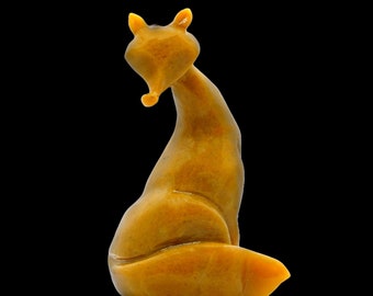 Handmade Orange Aventurine Crystal Fox Carving, Gambler's Stone , Mothers day Gifts
