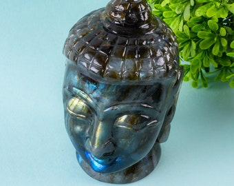 Crystal Buddha Labradorite Buddha, Labradorite Blue flash Buddha head, Labradorite Carving Buddha Stone carved Buddha Staue Spiritual Gift