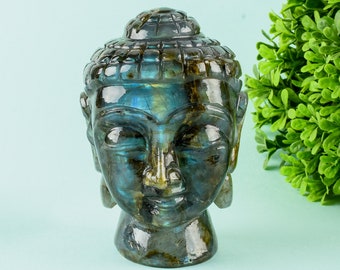 Labradorite Buddha Head 10cm Crystal Buddha gemstone Buddha Stone carved Buddha Home Decor Gift Buddha Idol Mothers day gifts