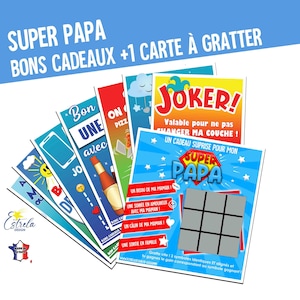 7 BONS + 1 CARTE à gratter - Cadeau Papa annonce grossesse boîte à papa
