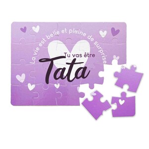 Puzzle annonce grossesse personnalisé – Demande parrain marraine – Cadeau surprise – 20 pièces – Bleu Beige Rose – Idée originale