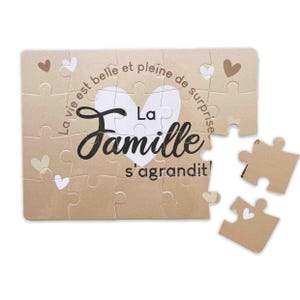 Puzzle annonce grossesse personnalisé – Demande parrain marraine – Cadeau surprise – 20 pièces – Bleu Beige Rose – Idée originale