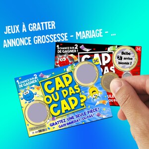 Annonce grossesse mariage jeu faux carte à gratter demande parrain marraine demande témoin cadeau surprise voyage