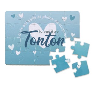 Puzzle annonce grossesse personnalisé – Demande parrain marraine – Cadeau surprise – 20 pièces – Bleu Beige Rose – Idée originale