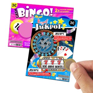 Annonce grossesse originale annonce mariage jeu ticket carte à gratter demande temoin parrain marraine cadeau surprise voyage