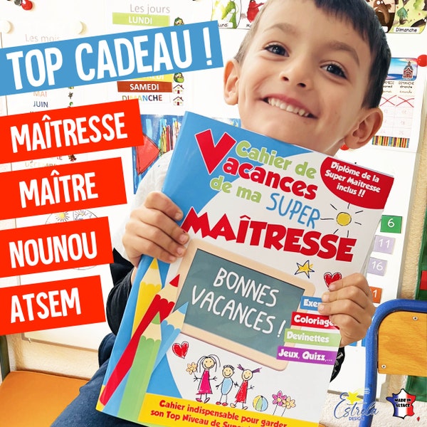 CADEAU MAITRESSE maître atsem nounou maîtresse cahier de vacances