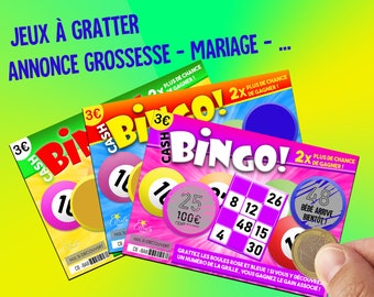 Scratch card Announcement pregnancy wedding game ticket scratch card