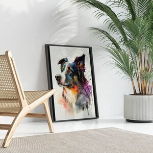 farbenfrohes Bild eines Hunds,Wasserfarben Wanddekor, buntes Kunstwerk,digitaler Druck,Ledondo,gerahmtes Poster,grosses Aquarell